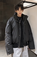 405A美式高街个性金属设计短款pu皮面包服MY24918-P155控188，男装棉衣，星座405A
