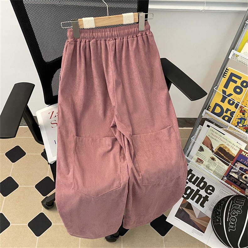 高品质夏款男女弹力灯芯绒休闲裤工装大口袋直筒宽松长裤h379 P35图片