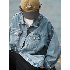 25新款纯色牛仔夹克宽松韩版工装潮流水洗外套N991/P98/148，男装工装外套，星座202