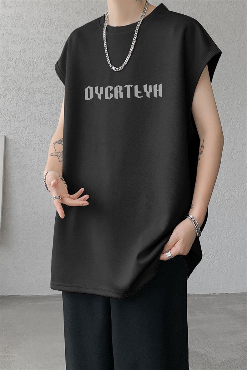 短袖背心男夏季新款港风宽松鹿皮绒圆领套头大码坎肩T9933-P19,男装背心/马甲,星座214-3