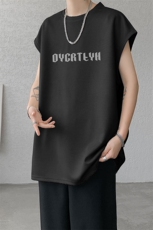 短袖背心男夏季新款港风宽松鹿皮绒圆领套头大码坎肩T9933-P19，男装背心/马甲，星座214-3