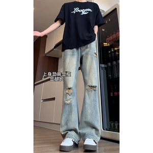B221 美式ins高街暗黑小众微喇破洞牛仔裤 LK24180-P60 控78图片