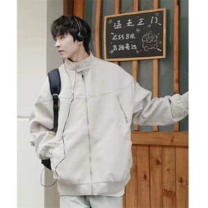 潮青少年常规款宽松型美式高街拉链立领工装飞行员夹克文艺图片