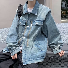 美式水洗牛仔夹克男女ins潮牌小众垫肩设计百搭外套JN14，男装夹克，星座1116A-1（原606A）