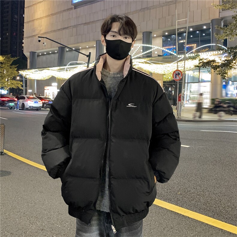 情侣装冬装双面穿条纹织带棉服拼色棉衣休闲外套男G1101P138,男装棉衣,电商A339