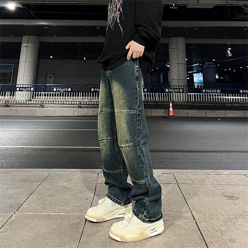 美式高街vibe风直筒长裤欧美痞帅男hiphop复古水洗牛仔裤,男装牛仔裤,星座301D-4(原星座1004-4）