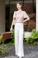 新中式国风套装女2024夏季新款高端气质女神范小香风阔腿裤两件套，女装套装/套裙，韩然一族