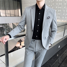 韩东大门西装男套装韩版新郎结婚英伦职业装修身休闲小西服纯色，男装西服套装，星座505-2（原电商A260-1)
