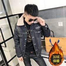 1可卸毛领刺绣牛仔衣加绒棉服社会小伙男棉衣外套C301B-NZ08，男装棉衣，电商C301B