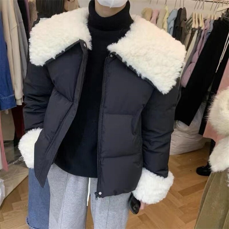 羊卷毛拼接。羽绒服，女装羽绒服，泰靡(1F)