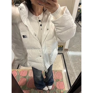 网图有货 秋冬白色毛领连帽棉服外套男女宽松保暖棉袄 A1136-P92图片