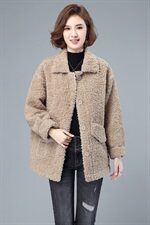 2020冬季新款时尚气质仿羊羔毛绒外套保暖舒适优雅外套，女装羊羔毛/颗粒绒，简韵佳