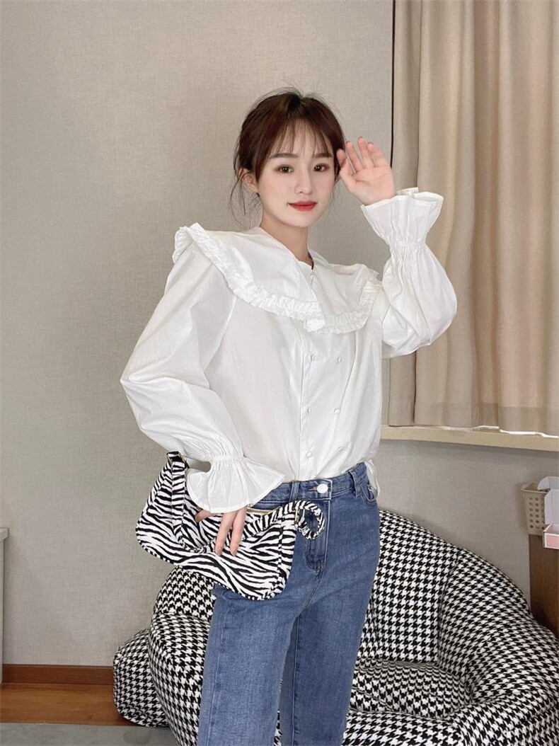 娃娃领衬衫，女装衬衫，戈朴