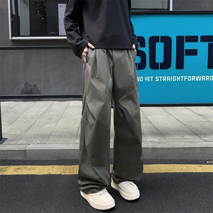 美式斜切褶皱直筒休闲裤男大码潮牌阔腿工装裤K24125-特P28控58图片