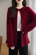 时尚百搭宽松斗篷式羊毛开衫优雅显瘦前后两穿毛衣外套，女装羊毛衫，宏杨羊绒