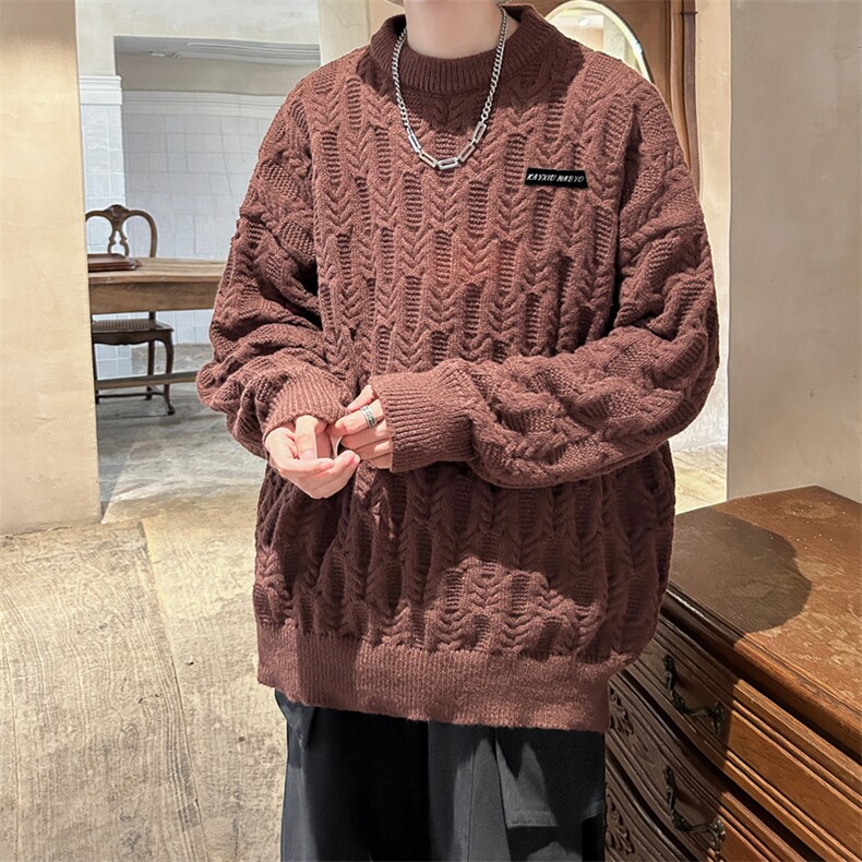 ！条纹毛衣男士加厚麻花线衣男针织衫男XH05-P60图片