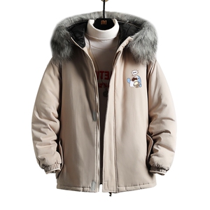 MM48239-P130 冬季大毛领棉衣男士大码加厚棉袄男棉服 网格图片