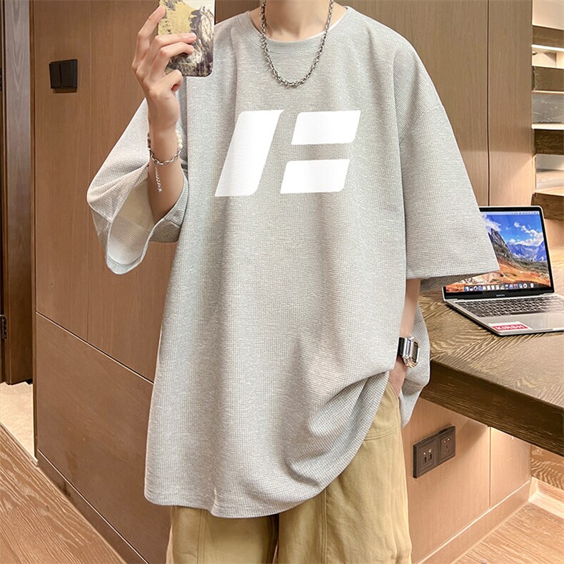 华夫格t恤男短袖男大码五分袖大皂风HT73435-P22,男装T恤,电商A040