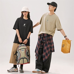 2024夏季新款男装日系潮牌纯棉印花圆领宽松短袖休闲T恤T938-F38图片