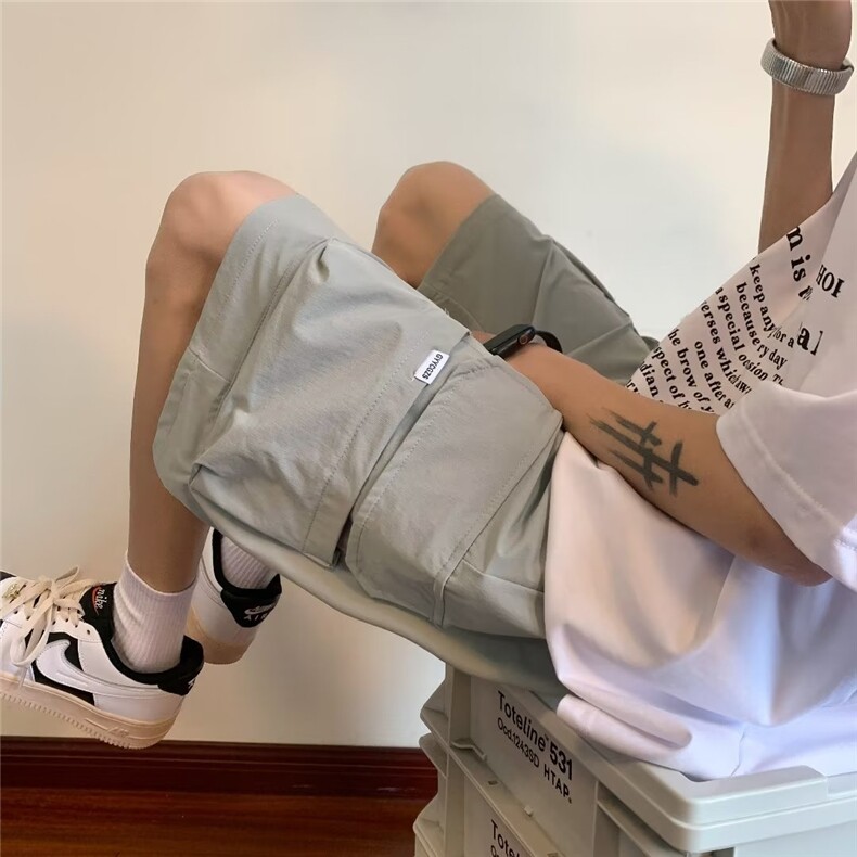 工装短裤男港风潮流口袋个性2026夏季新款ins宽松五分裤K3712-P28,男装牛仔裤,星座412