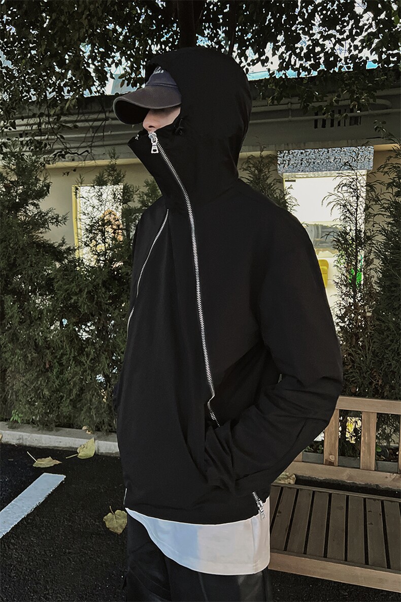 B221美式ins高街暗黑宽松双拉链防水户外冲锋衣SY2312-P90控118,男装夹克,电商B221