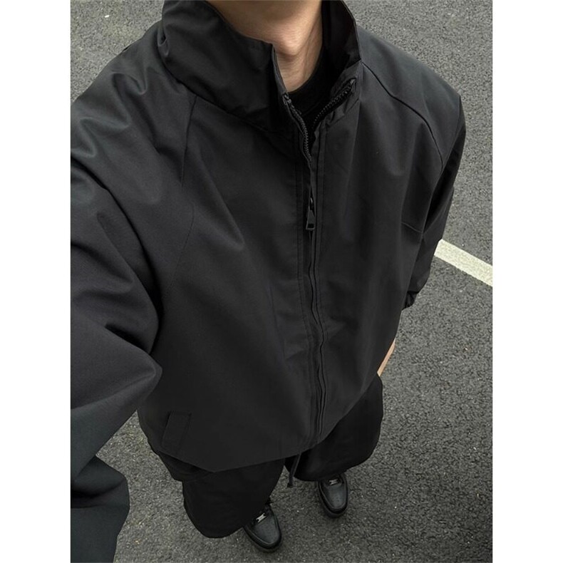 【有货】纯黑色立领短款外套棒球服教练行政夹克JK6712特P55,男装夹克,星座908-1