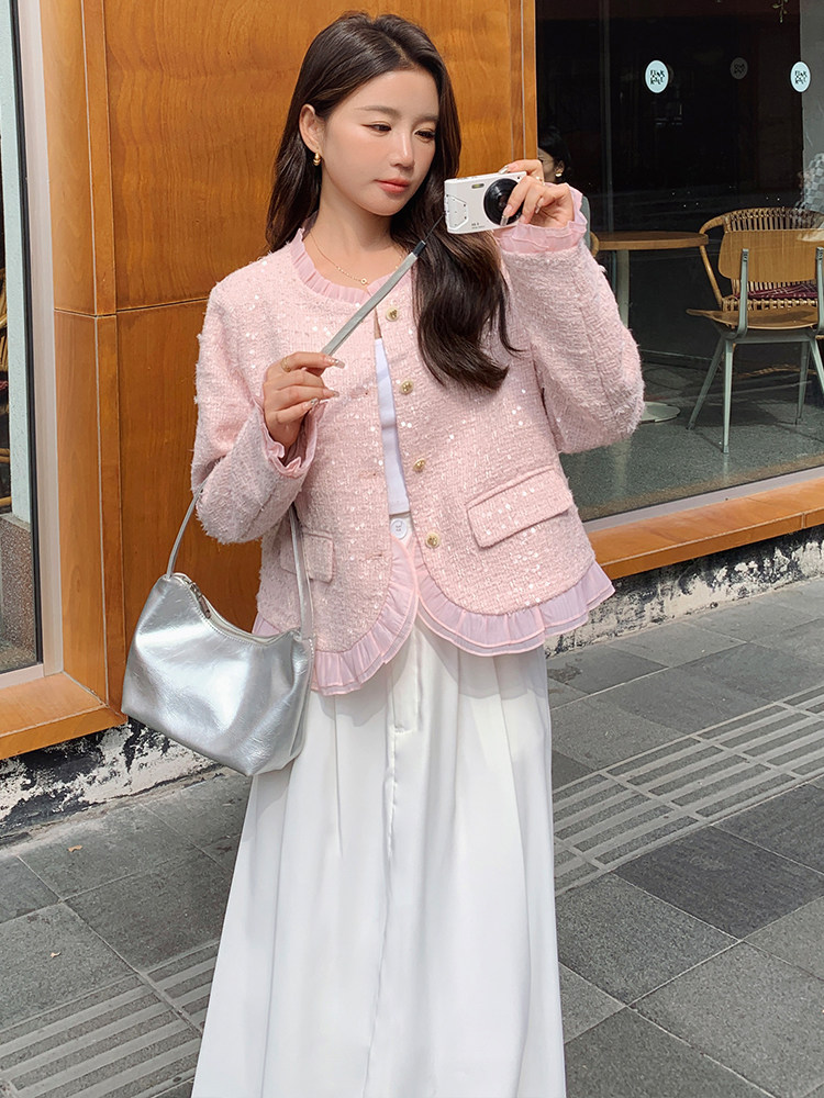 粉色法式气质小香风外套女2025春秋季新款高级感名媛显瘦短款上衣,女装短外套,浙宝305