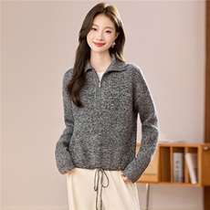 抽绳上衣女秋冬内搭可外穿毛衣洋气减龄2025高级气质打底衫高领，女装羊毛衫，艾米