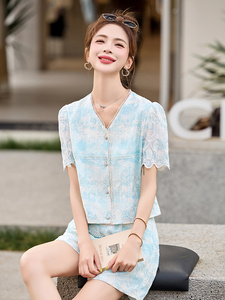 小香风法式蕾丝套装女2025夏季新款小个子气质阔腿短裤两件套洋气图片