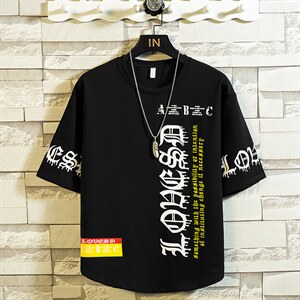短袖t恤男大码宽松夏装潮牌休闲印花体恤衫DT13P30图片