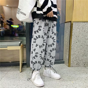 设计感字母裤子男女潮牌ins高街宽松直筒束脚运动裤阔腿K1820-P32图片
