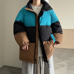 港风2026新品冬季宽松情侣装撞色棉衣棉服冬装加厚外套D007-P90图片