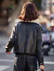 【冬季新款】大量现货大毛领金属丝皮90绒短款皮羽绒服，女装皮衣，缘衣格