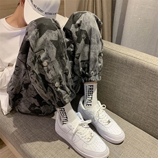 现货港风秋装男运动休闲工装裤宽松束脚迷彩款D201-DM07-P50，男装工装外套，电商D321-1