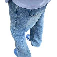 蓝色闪电纹牛仔裤男款cleanfit裤子美式高街高级感修身直筒微喇裤，男装牛仔裤，星座410-6（原星座1304-1）