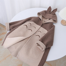 双面呢大衣24秋冬卡通龙猫中长款毛呢外套儿童呢子大衣，童装外套，羢衣兜