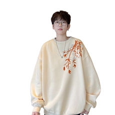 新中式卫衣男款春秋季2025新款国潮竹子印花宽松圆领oversize上衣，男装卫衣，电商B371