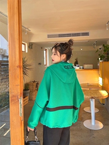 春季新款，休闲拉链戴帽外套图片