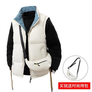 送包包抖音直播立领大码棉马甲宽松双面穿保暖背心无袖潮MJ805-45图片