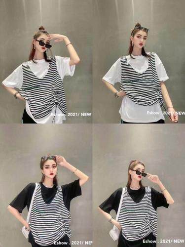 【现货】新款抽绳条纹两件套，女装，AT(2F)