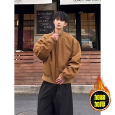 棉衣5W件现货冬季美拉德立领飞行夹克廓形高街棒球服加棉加厚外套，男装夹克，电商A486