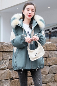 羽绒棉派克服2022年冬季时尚休闲新款女装小个子气质大毛领棉衣图片