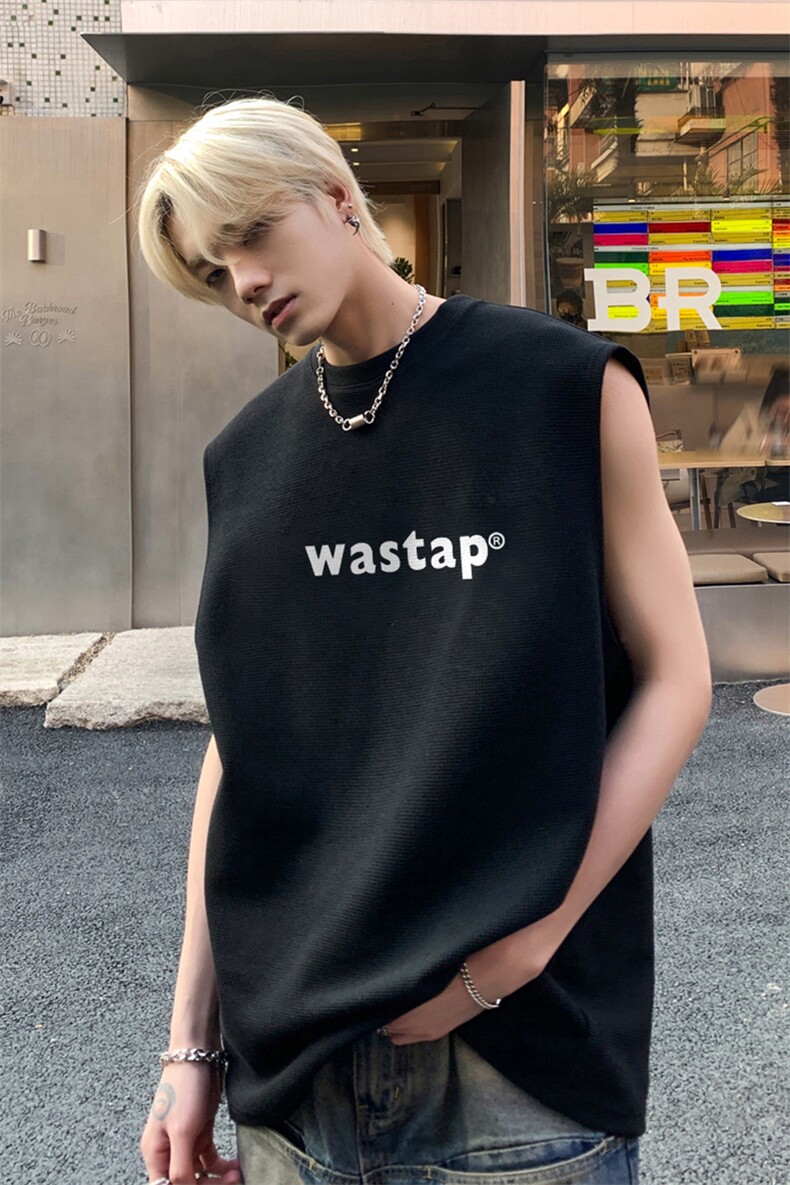 华夫格背心直播高品质重磅220克wast印花HB709-P25控38,男装背心/马甲,星座508（原C305）