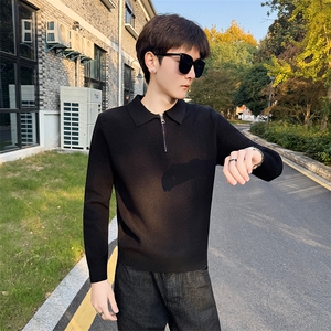 店主风小伙男士秋冬半拉链翻领纯色毛衣打底衫301A-1/M85/P58图片