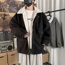 冬季羊羔绒棉服男学生百搭宽松加厚棉衣外套潮流棉袄W2044-P73，男装棉衣，星座512-2