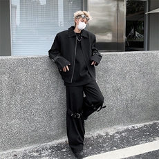 痞帅皮扣装饰翻领夹克外套男士夹棉加厚飞行服上衣冬季JK119-P138，男装夹克，星座512-1（原513-3）