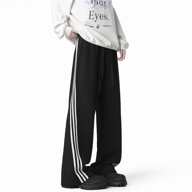 春季运动卫裤宽松直筒休闲三条杠校服裤百搭男女同款K10138/P48,男装休闲裤,星座506
