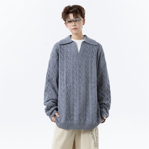904-2-YY01-P58控88秋冬假两件毛衣设计感方领男士针织线衣加厚图片