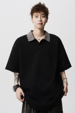 夏季拼接假两件短袖POLO衫男女半袖T恤星座812-PL13-P48，男装T恤，星座812