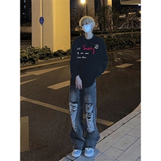 23印花长袖T恤男打底衫，男装T恤，星座310A-4